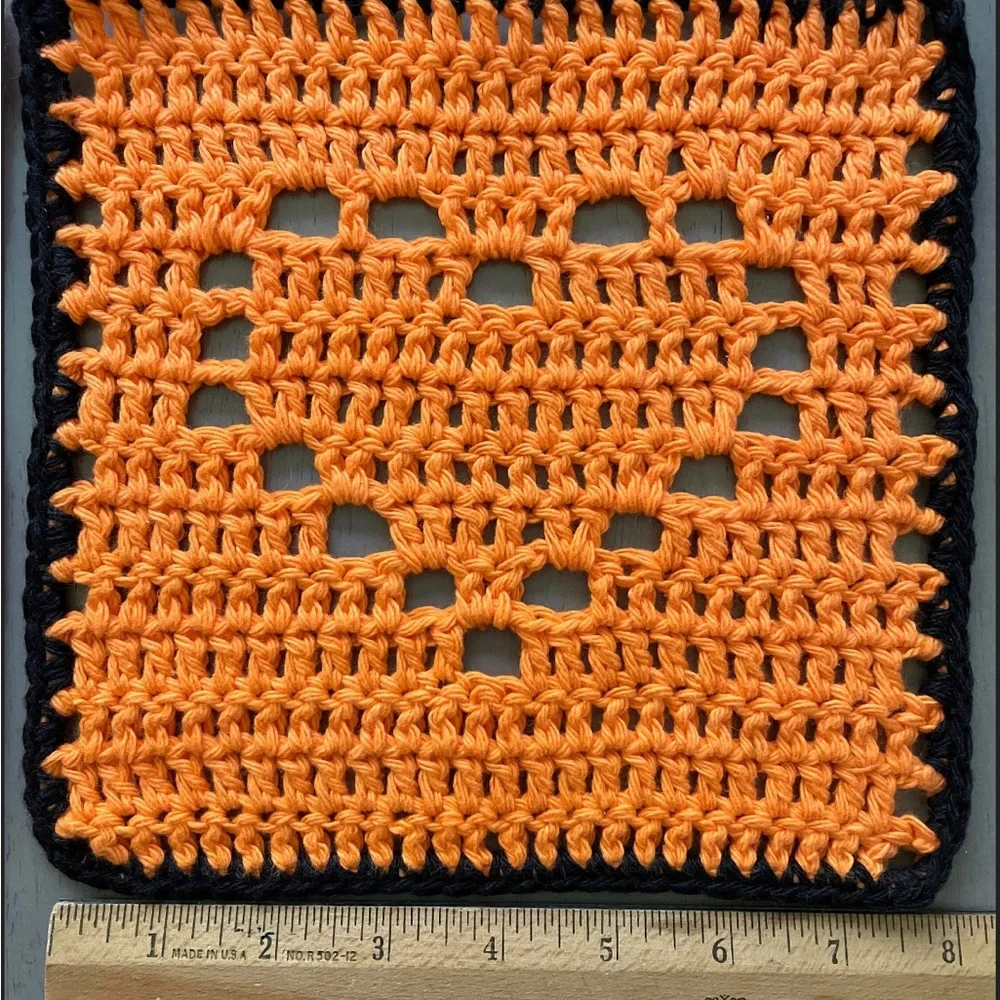 Handmade Crochet Washcloths Dishcloths Halloween Hearts 100% Cotton